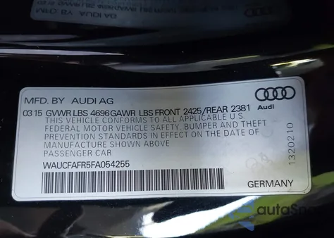 2015 Audi A5 2.0T Premium from USA, damaged, VIN WAUCFAFR5FA054255